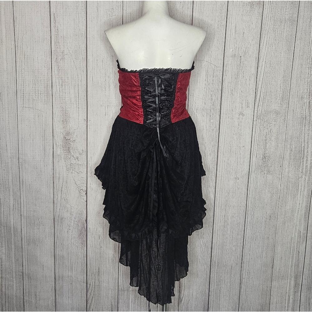 Devil Fashion Steampunk Basque Corset Top with Lace Skirt & Bustle, size M/L - Picture 7 of 10